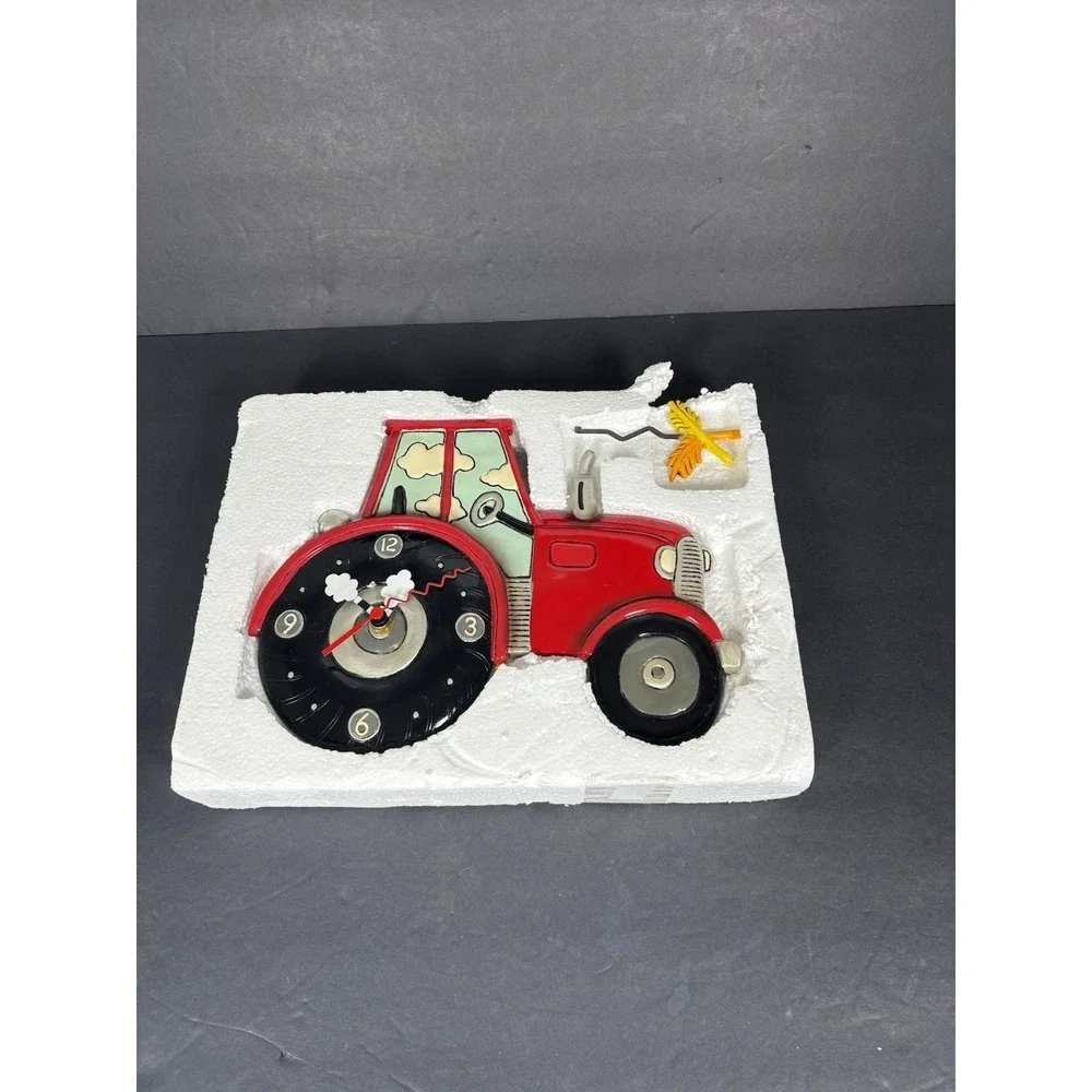 Allen Designs Tractor Time P1756 Red Tractor Pendulum Wall Clock Farm Decor